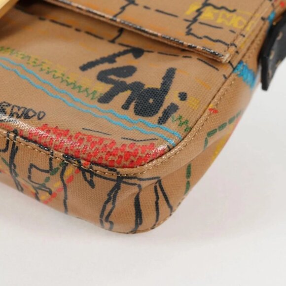 FENDI Mamma Baguette Shoulder Bag Coated Canvas Brown Gold Auth 127210SM - Picture 4 of 16